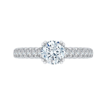 Euro Shank Diamond Cathedral Style Engagement Ring in 14K White Gold (Semi-Mount)